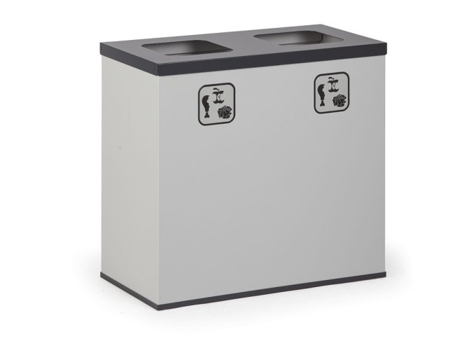 Koš na tříděný odpad 2x 42 l, stojan na odpadkové pytle, šedá/tmavě šedá