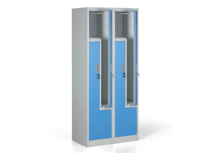 kovova satni skrinka z 4 oddily 1920 x 800 x 500 mm demont cylindricky zamek modre dvere 111195