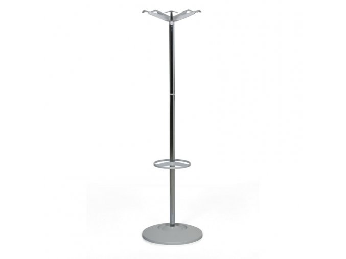 kovovy stojanovy vesak s plastovymi hacky chrom sedy 33595