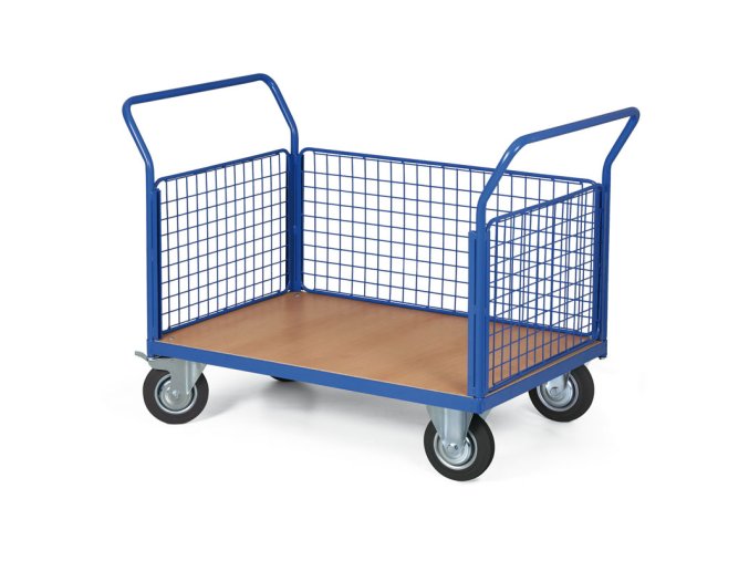 plosinovy vozik 3 dratene vyplne 1200x800 mm nosnost 200 kg kola 125 mm s cernou pryzi 34069