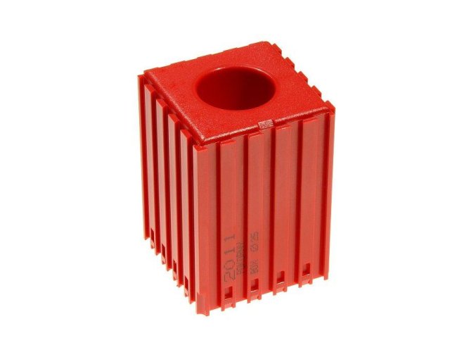 plastovy box na naradi s valcovou stopkou d25 modul 5x5 1 dutina cervena 35565