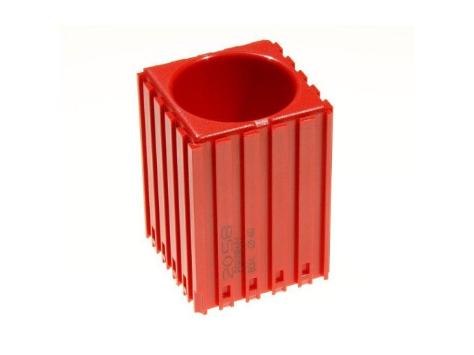 Plastový box na nářadí s válcovou stopkou D40, modul 5x5, 1 dutina, červená