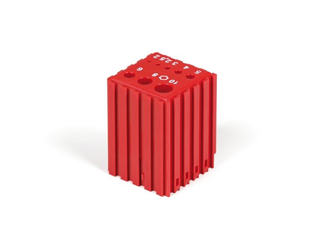 Plastový box pro ukládání šestihranných Imbus klíčů 2–10 mm, modul 5x5, 8 dutin, červená