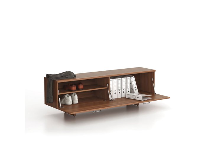 Skříňka nízká SOLID, 1800 x 400 x 550 mm, ořech