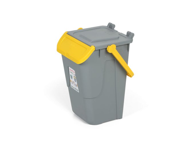 Plastový odpadkový koš na třídění odpadu ECOLOGY II, 35 l, šedá/žlutá