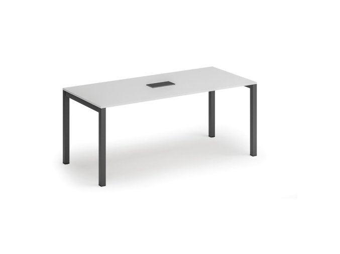 Jednací stůl PRIMO SQUARE, 180x80 cm, bílá + stolní zásuvka TYP I, černá