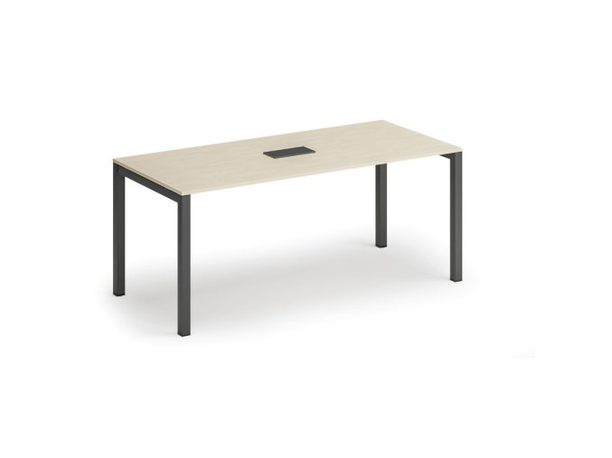 Jednací stůl PRIMO SQUARE, 180x80 cm, bříza + stolní zásuvka TYP II, černá