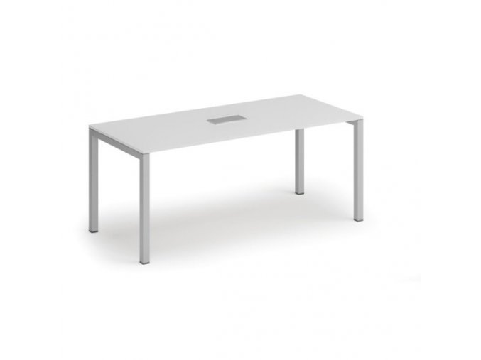 Stůl SQUARE 1800 x 800 x 750, bílá + stolní zásuvka TYP III, stříbrná
