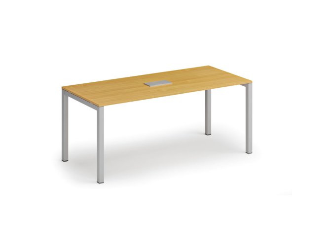 Jednací stůl PRIMO SQUARE, 180x80 cm, buk + stolní zásuvka TYP V, stříbrná