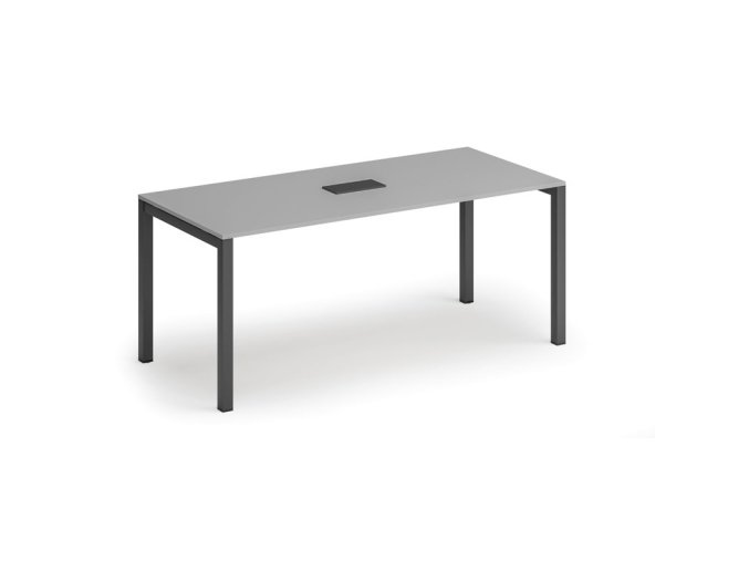 Jednací stůl PRIMO SQUARE, 180x80 cm, šedá + stolní zásuvka TYP V, černá
