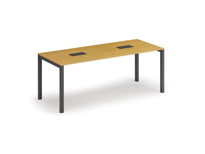 Jednací stůl PRIMO SQUARE, 200x80 cm, buk + 2x stolní zásuvka TYP II, černá