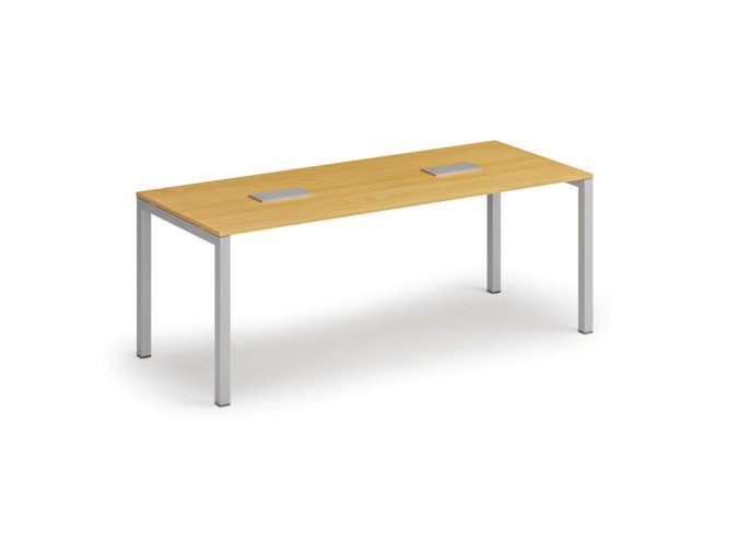 Jednací stůl PRIMO SQUARE, 200x80 cm, buk + 2x stolní zásuvka TYP III, stříbrná