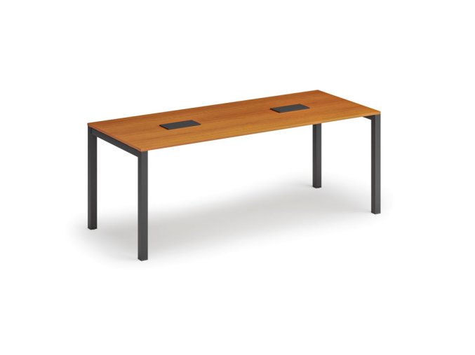 Jednací stůl PRIMO SQUARE, 200x80 cm, třešeň + 2x stolní zásuvka TYP III, černá
