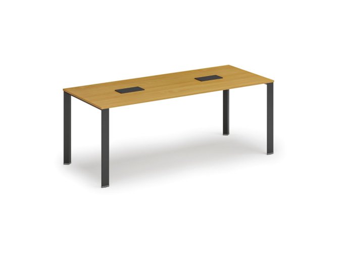 Jednací stůl PRIMO INFINITY, 200x90 cm, buk + 2x stolní zásuvka TYP I, černá