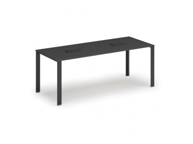 Stůl INFINITY 2000 x 900 x 750, grafit + 2x stolní zásuvka TYP II, černá