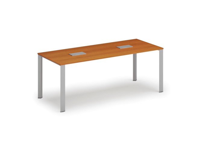 Jednací stůl PRIMO INFINITY, 200x90 cm, třešeň + 2x stolní zásuvka TYP III, stříbrná