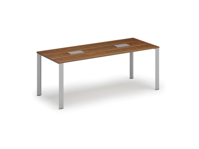 Jednací stůl PRIMO INFINITY, 200x90 cm, ořech + 2x stolní zásuvka TYP III, stříbrná
