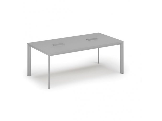 Stůl INVITATION 2000 x 1000 x 740, šedá + 2x stolní zásuvka TYP III, stříbrná