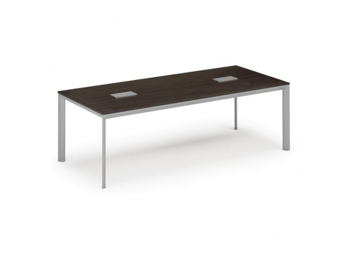 Stůl INVITATION 2400 x 1200 x 740, wenge + 2x stolní zásuvka TYP III, stříbrná