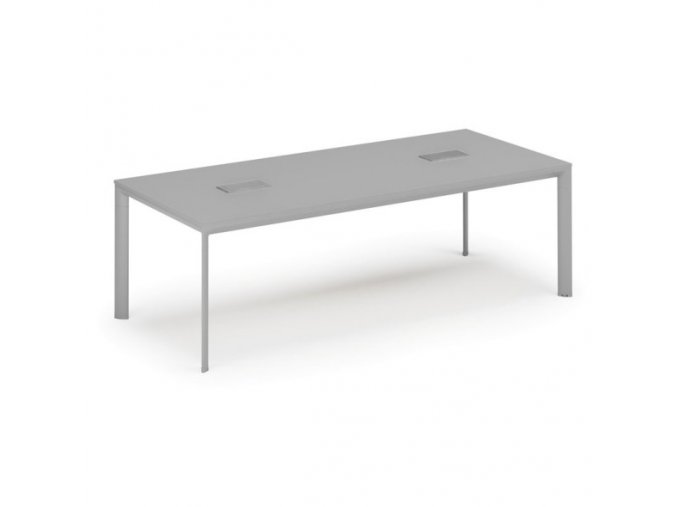Stůl INVITATION 2400 x 1200 x 740, šedá + 2x stolní zásuvka TYP III, stříbrná