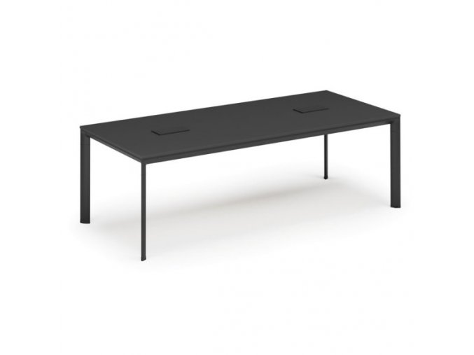 Stůl INVITATION 2400 x 1200 x 740, grafit + 2x stolní zásuvka TYP III, černá