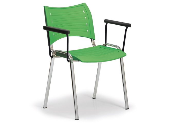 plastova zidle smart chromovane nohy s podruckami zelena 8751