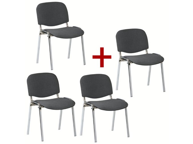 Konferenční židle VIVA chrom 3+1 ZDARMA, šedá