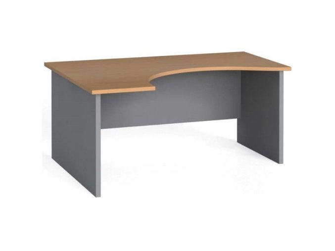 Ergonomický kancelářský pracovní stůl PRIMO FLEXI, 1600 x 1200 mm, šedá / buk, levý