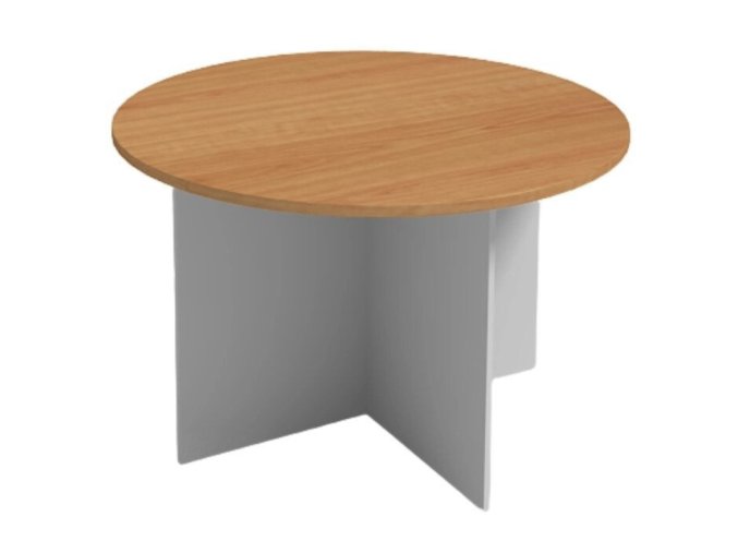 Jednací stůl s kulatou deskou PRIMO GRAY, průměr 120 cm, šedá/buk