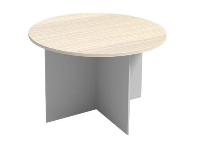 Jednací stůl s kulatou deskou PRIMO GRAY, průměr 120 cm, šedá/bříza