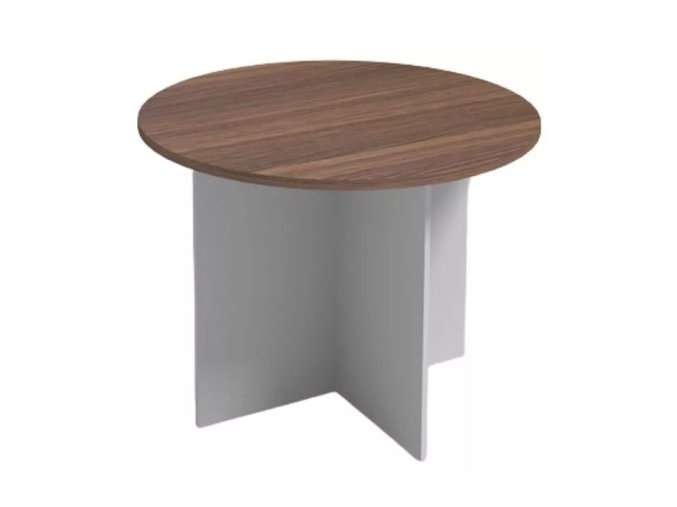 Jednací stůl s kulatou deskou PRIMO GRAY, průměr 100 cm, šedá/ořech