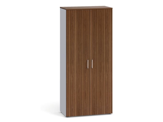 Šatní skříň s výsuvem PRIMO 2023, bez zámku, šedá / ořech