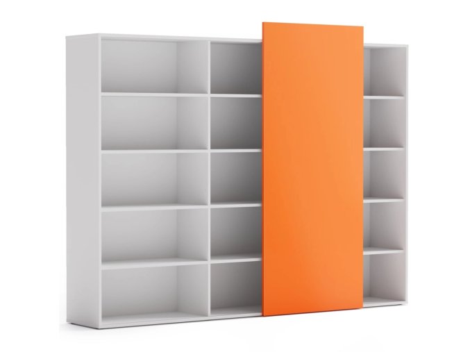 Skříň vysoká otevřená dlouhá BLOCK White, oranžová