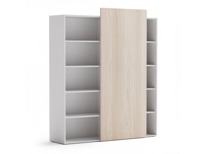 Skříň vysoká otevřená BLOCK White, dub přírodní