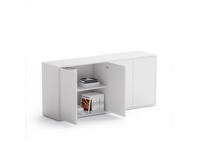 skrinka nizka s dvirky block white 34333