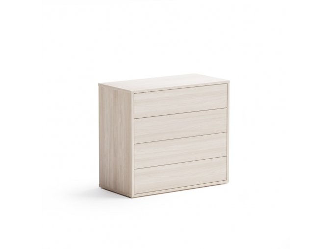 Kancelářský zásuvkový díl BLOCK Wood, nízký, 4 zásuvky, dub přírodní