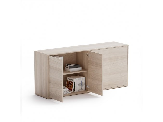 skrinka nizka s dvirky block wood 34336