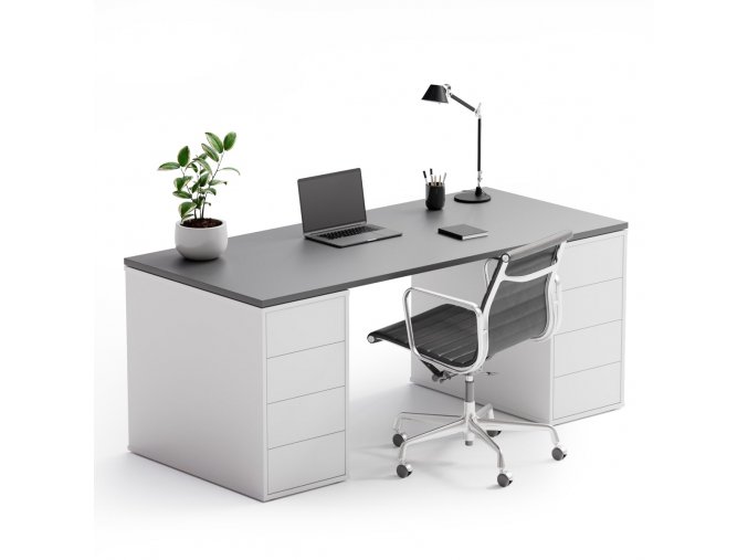 kancelarsky psaci stul s uloznym prostorem block b03 bila grafit 34357