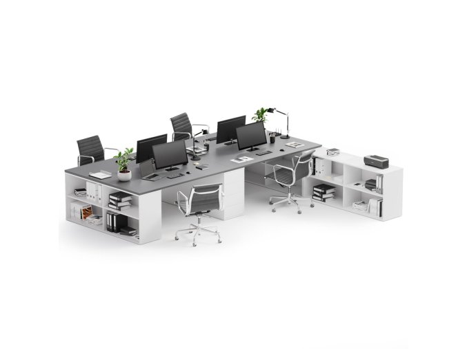 kancelarsky psaci stul s uloznym prostorem block b05 bila grafit 34368