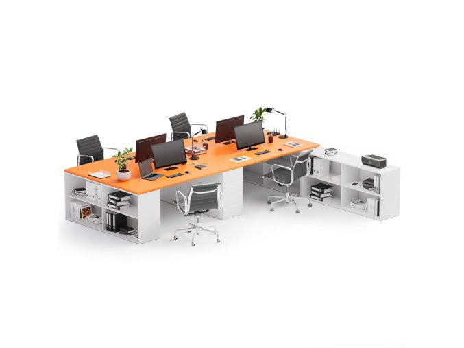 kancelarsky psaci stul s uloznym prostorem block b05 bila oranzova 34369