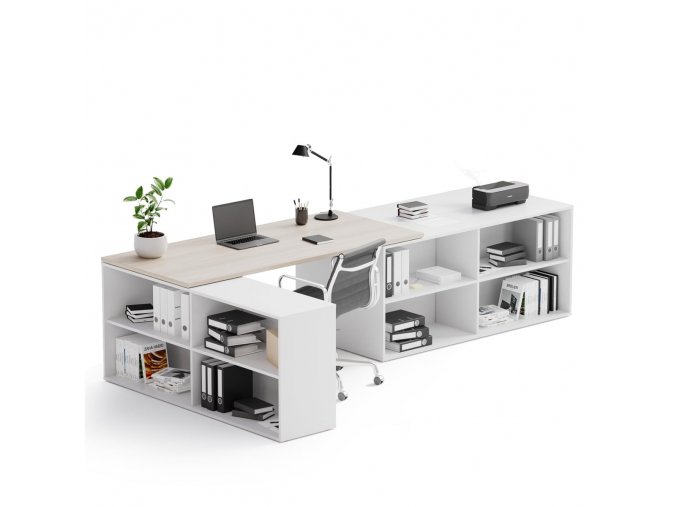 kancelarsky psaci stul s uloznym prostorem block b02 bila dub prirodni 34353