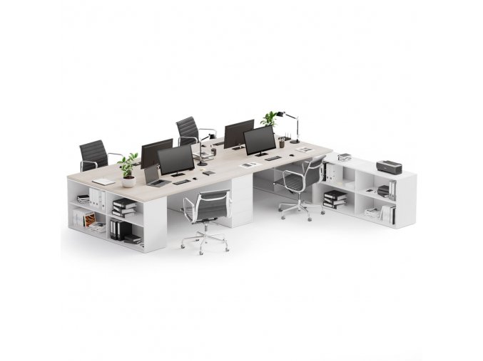 kancelarsky psaci stul s uloznym prostorem block b05 bila dub prirodni 34370