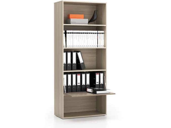 vysoky kancelarsky policovy regal layers 1 box 800 x 400 x 1905 mm dub prirodni dub moreny 22007