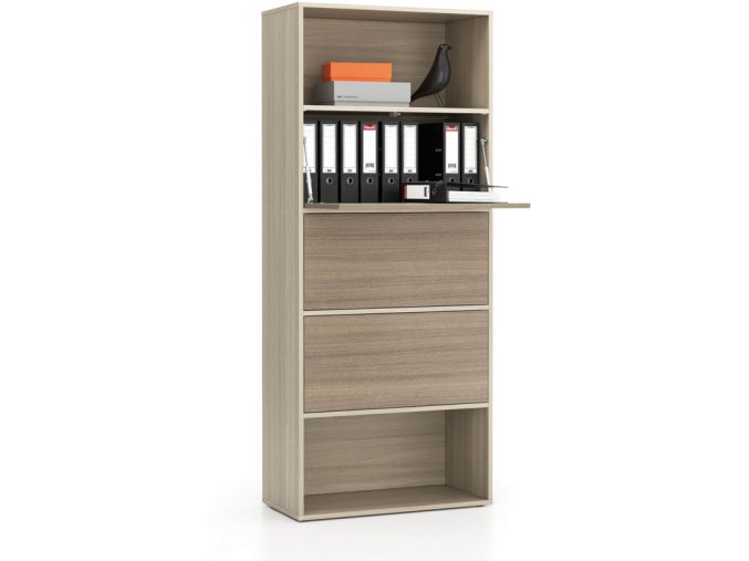 vysoky kancelarsky policovy regal layers 3 boxy 800 x 400 x 1905 mm dub prirodni dub moreny 22033