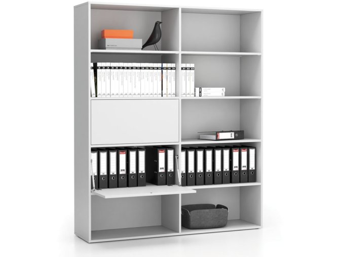 siroky kancelarsky policovy regal layers 2 boxy 1582 x 400 x 1905 mm bila 22050