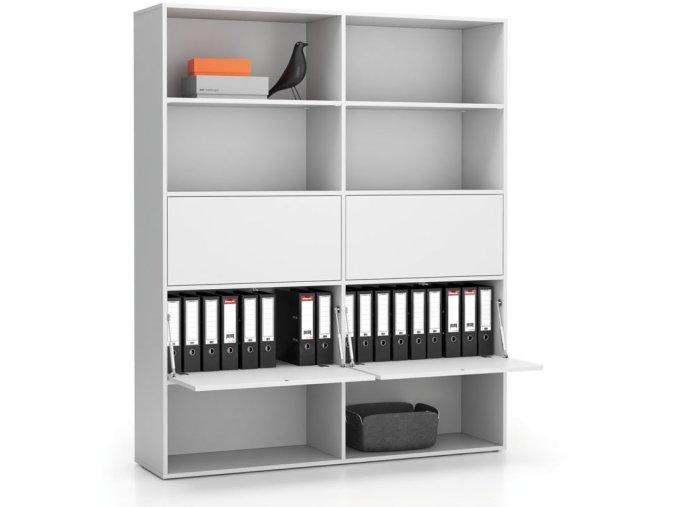 siroky kancelarsky policovy regal layers 4 boxy 1582 x 400 x 1905 mm bila 22068