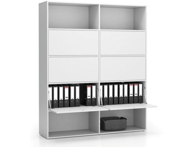 siroky kancelarsky policovy regal layers 6 boxu 1582 x 400 x 1905 mm bila 22077