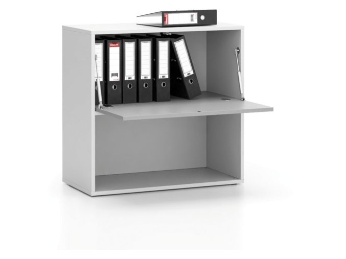 kancelarsky policovy regal layers kratky 1 box 800 x 400 x 777 mm bila seda 22101