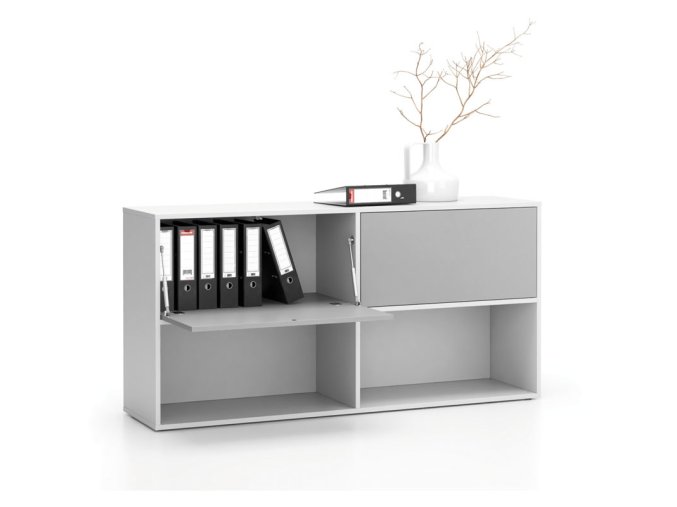 kancelarsky policovy regal layers dlouhy 2 boxy 1582 x 400 x 777 mm bila seda 22121