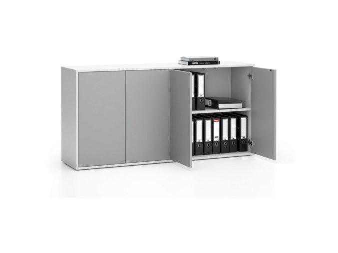 kancelarska skrinka s dvermi layers dlouha 1582 x 400 x 777 mm bila seda 22147